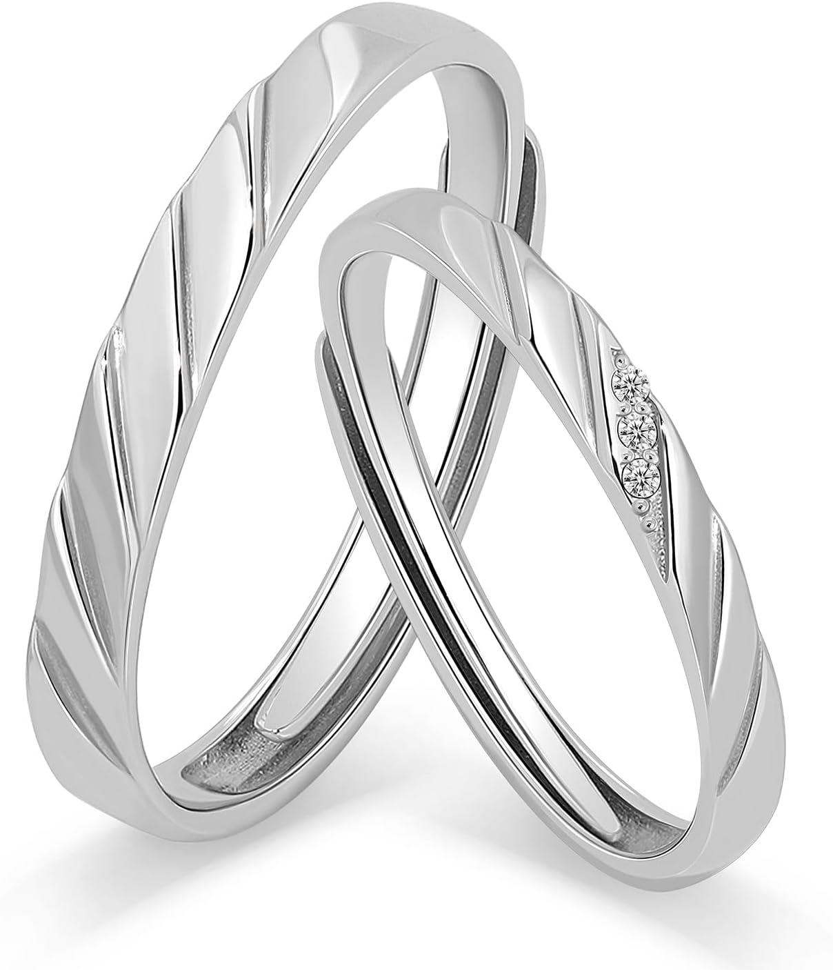 Matching Wedding Ring Sets for Him and Her Unique Personalized Promise Rings Engagement Ring Bands Silver Bridal Sets Anniversary Jewlery Gifts