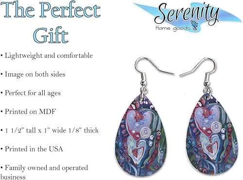 Vista 4 de Maureen Claffy Artist Collection Juego de aretes colgantes de lágrima de compasión Bonitos aretes de joyería para niñas y mujeres Regalos
