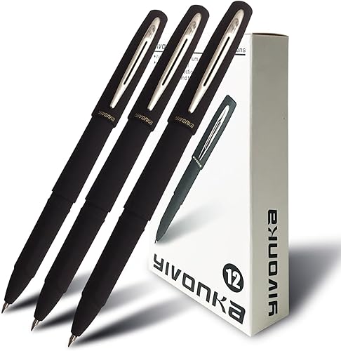 Bolígrafos de tinta de gel, bolígrafos de oficina, bolígrafos de aprendizaje, 0.028 in, negro, paquete de 12 (negro, 0.028 in-12 unidades)