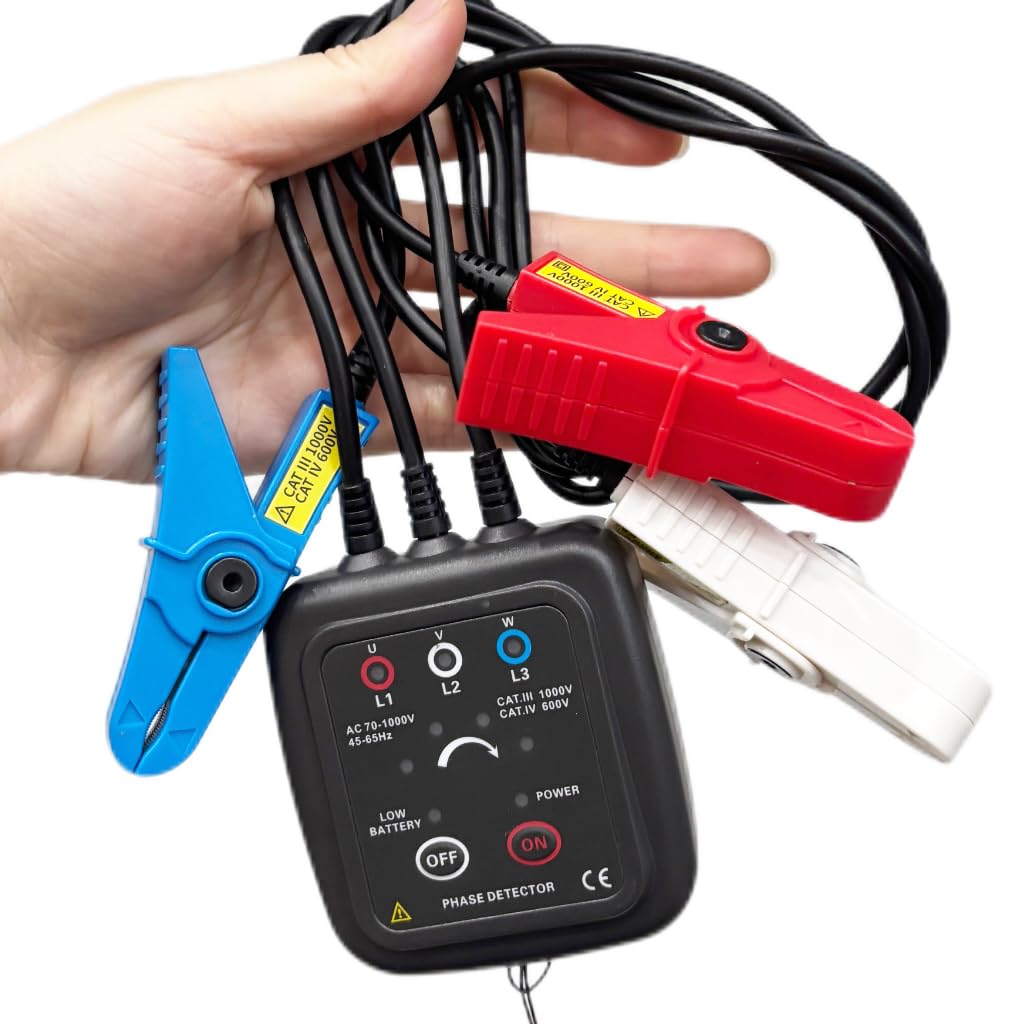 Non-Contact 3 Phase Sequence Detector Tester Detection Meter Phase Rotation Monitor Meter 70 to 1000V AC Phase Sequence and Motor Rotation Tester Meter Tool