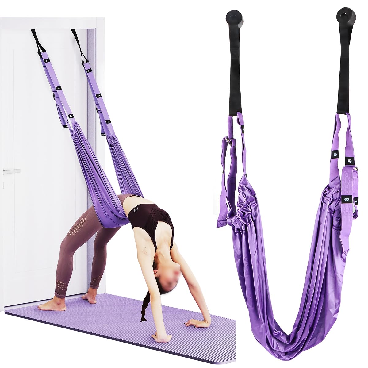 Sangle Yoga Aérien Flintronic - Hamac Équilibre - Ancrage Porte - Fitness Danse Étirement