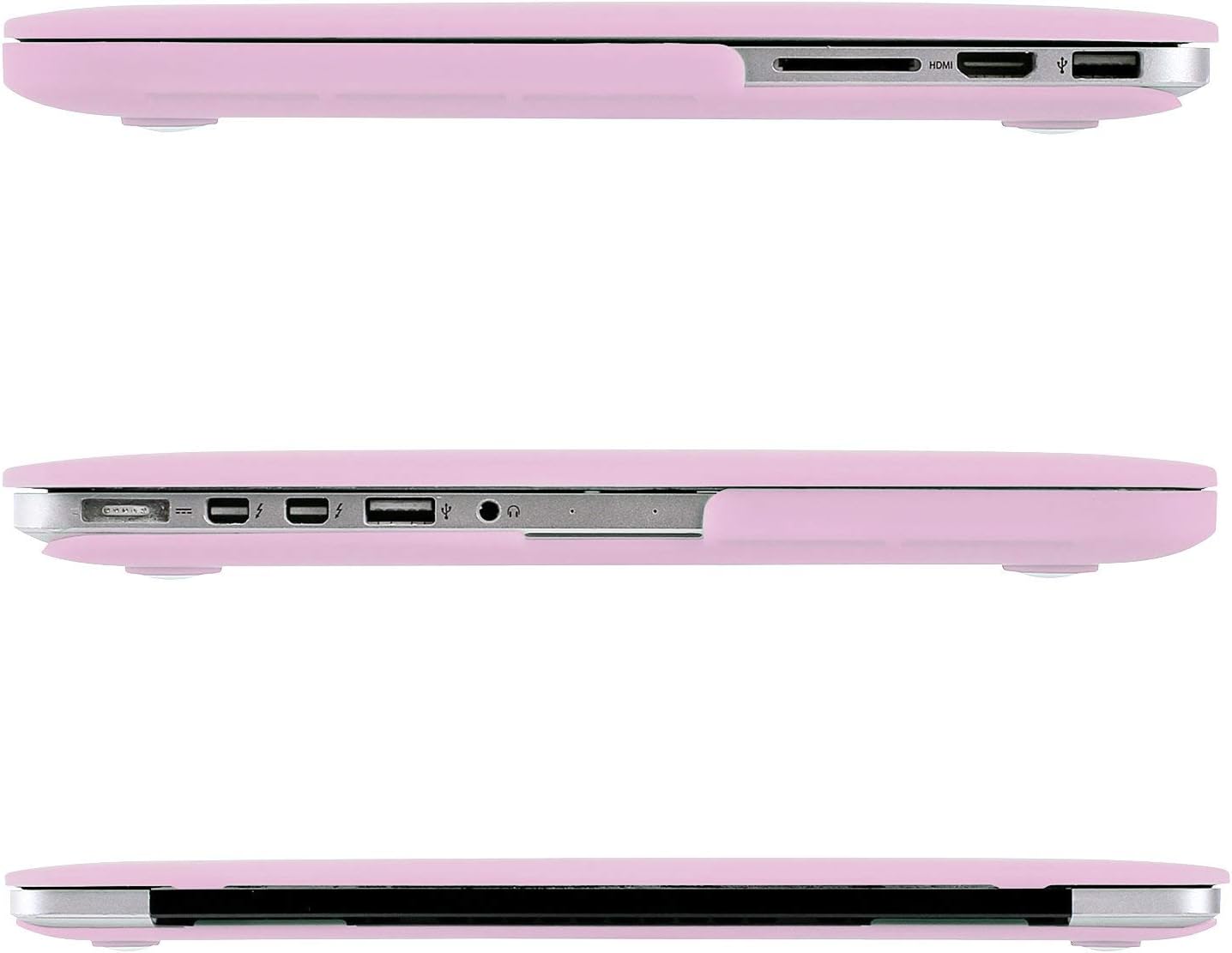 MOSISO Case Only Compatible with MacBook Pro Retina 13 inch (Models: A1502 & A1425) (Older Version Release 2015 - end 2012), Plastic Hard Shell Case & Keyboard Cover & Screen Protector, Clear Pink