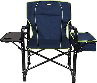 Faulkner 69230 Blue and Green Trim Director Chair with Folding Tray and Headrest