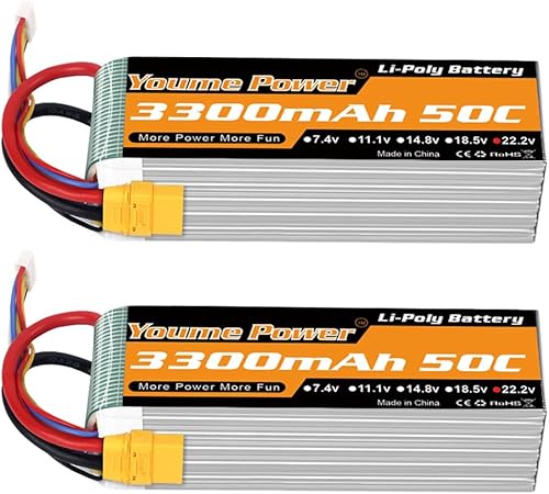 Batería LiPo de 22,2 V 3300 mAh, batería Lipo 6S 50C XT90 enchufe para avión RC helicóptero RC Quadcopter RC Drone coche camión barco modelo (2