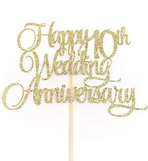 Atelier Elegance Happy 10th Wedding Anniversary Cake Topper, 10th Anniversary Party, 10th Marriage