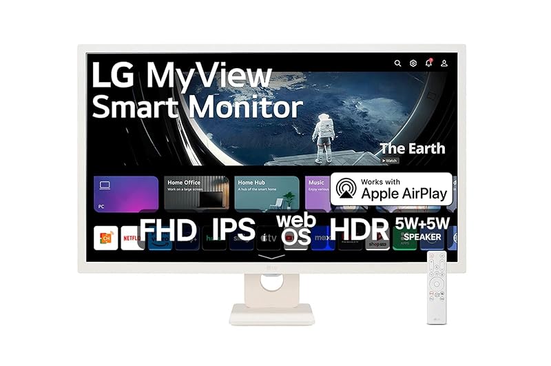 Monitor Smart LG MyView 32'' IPS FHD WebOS 60Hz 8ms Inclinação Bivolt Branco 32SR50F-W.AWZM