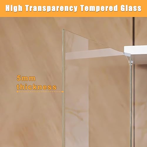 Miniatura 4 de Zevemomo Vitrina de cristal con 4 estantes con puertas para sala de estar, dormitorio, sala de exposiciones, oficina, instalación rápida, 16.73 x