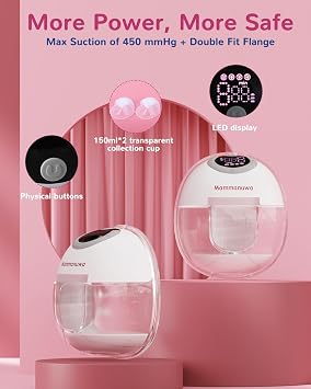 Electric Breast Pump - Lightweight, Portable, Hands-Free with Baby Mouth Technology - BPA-Free, 4 Modes, 9 Levels - Elevate Your Breastfeeding Style with Mammanuwa S32