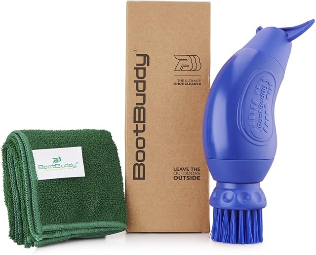 Boot Buddy 2.0 Shoe & Boot Cleaner Brush With Towel (Blue). Cleans & Removes Mud & Dirt From Football, Rugby Boots, Hiking/walking Shoes, Sports & Golf Shoes in Minutes