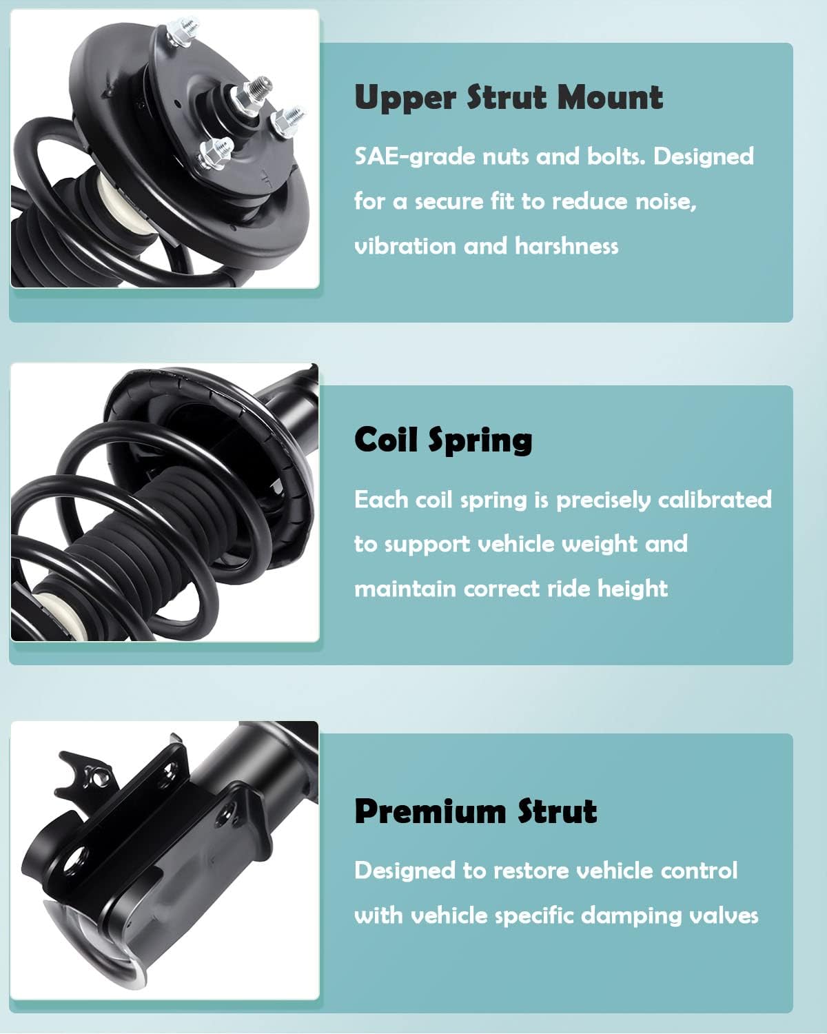 SCITOO Front Shock Absorber Assembly Fit for 2003-2011 for Honda Element, Complete Shock and Strut Assembly Kit Fit for 172135 172136 2PCS