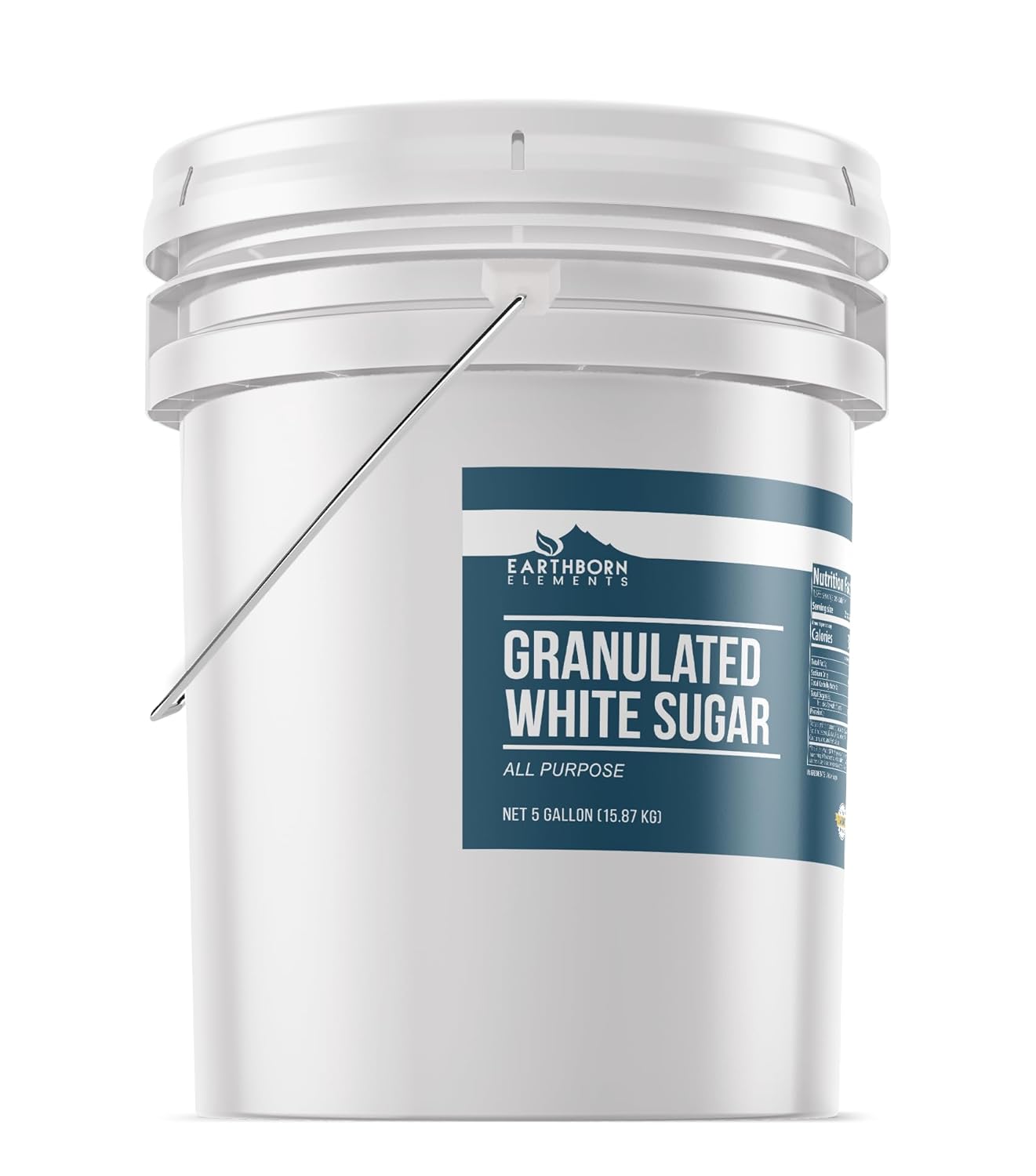 Earthborn Elements Granulated White Sugar 5-Gallon Bucket, Baking & Kitchen Staple, Non GMO (35 Pounds)