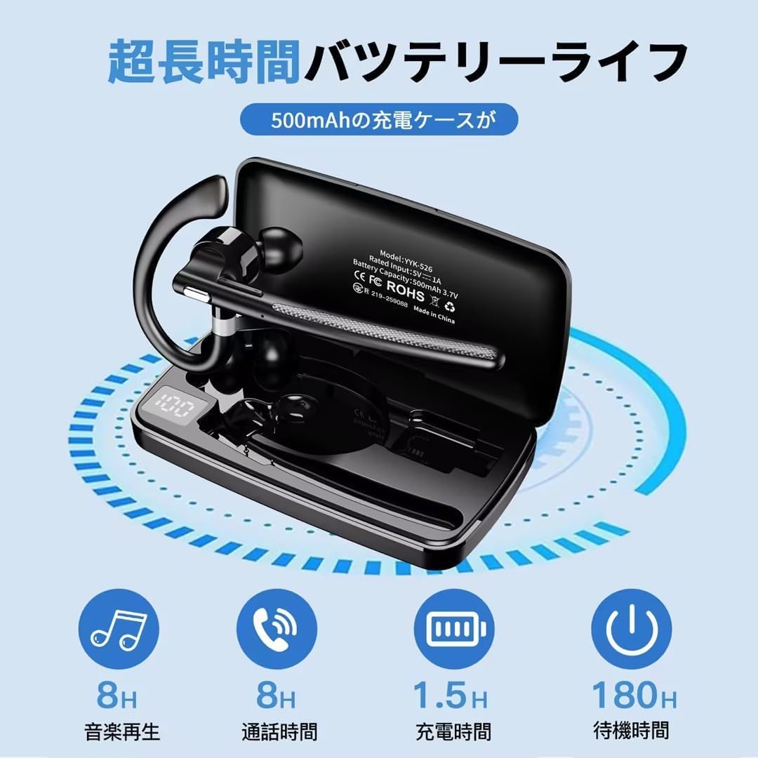 Amazon | Boytond YYK-526 Bluetooth5.4イヤホン 片耳 ワイヤレス 耳