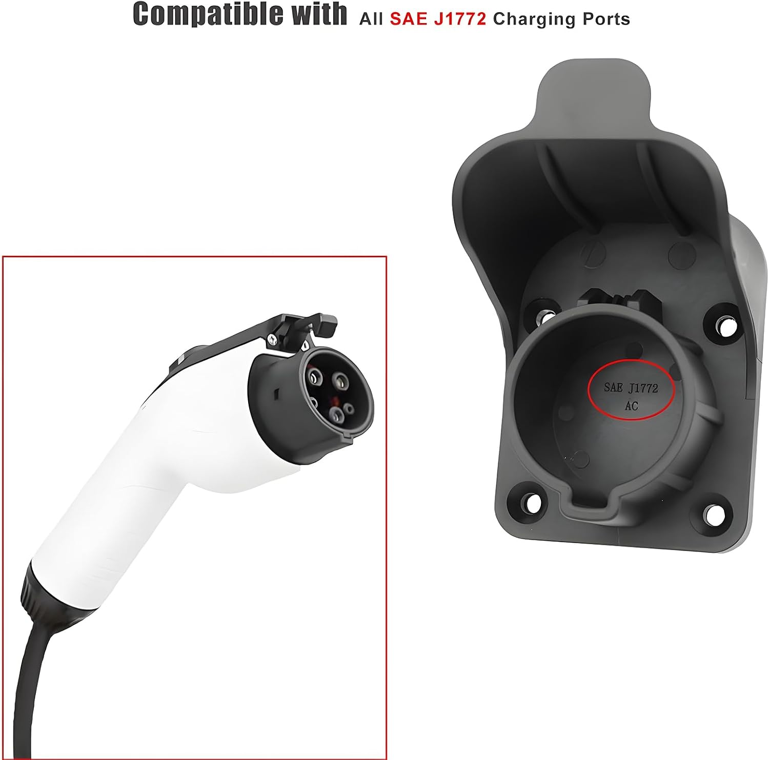 EV Vehicle SAE J1772 Wall-Mount Charger Holder, Portable Space Saving Charging Cable Organizer Cord Hanger Wire Hooks (J1772-01)