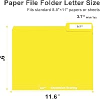 Vista 2 de File Folders, 100-Pack, 1/3 Cut, Letter Size, Yellow, Great for Organizing and Easy File Storage