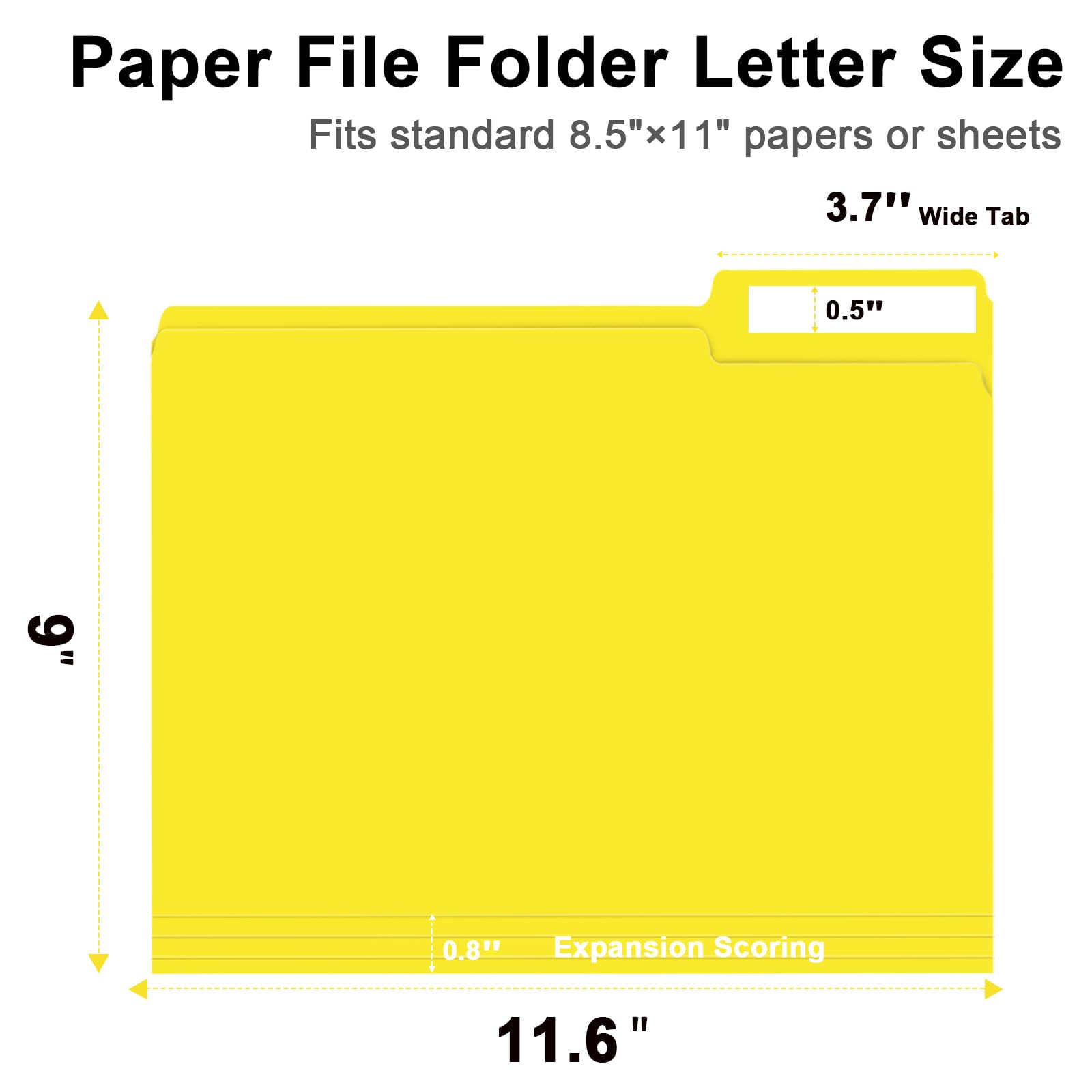 RAZCC 150-Pack File Folders With Tabs - Letter Size, 1/3 Cut, Left/Center/Right Tabs For Office, School & Home Organization