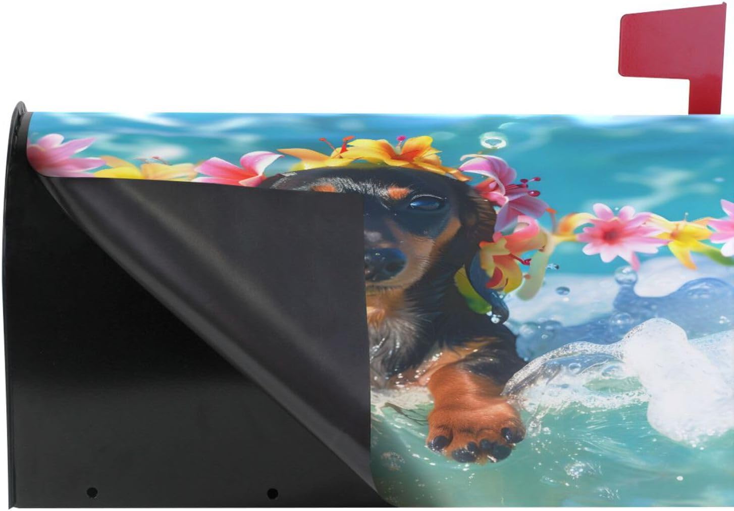 ALAZA Collage with Cute Dachshund Puppy Surfing on Wave Magnetic Mailbox Cover MailWraps Garden Yard Home Decor for Outside Standard Size-18"x 20.8"