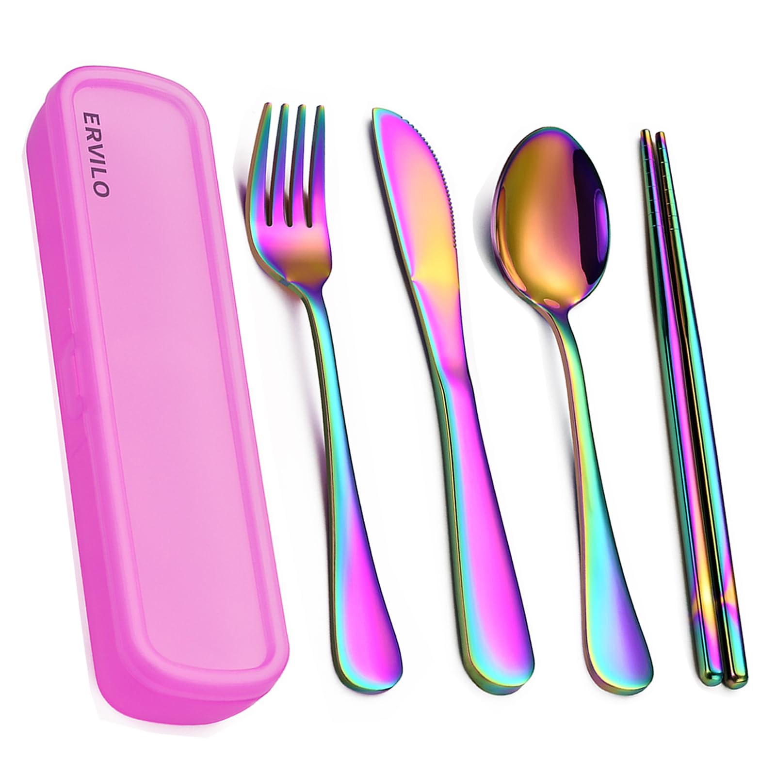 Travel Utensils with Case-Rainbow