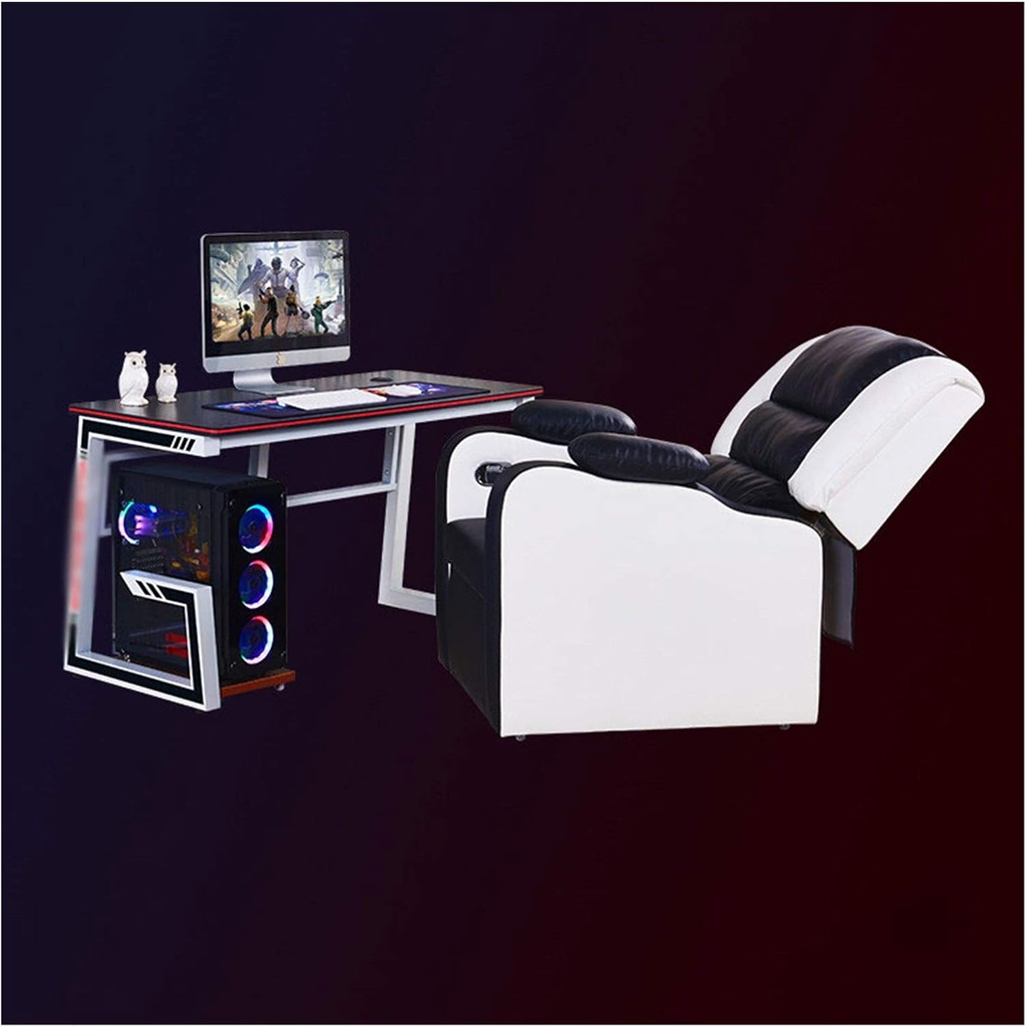 YYDD Gaming Desk and Reclining Gaming Chair Set, Luxury