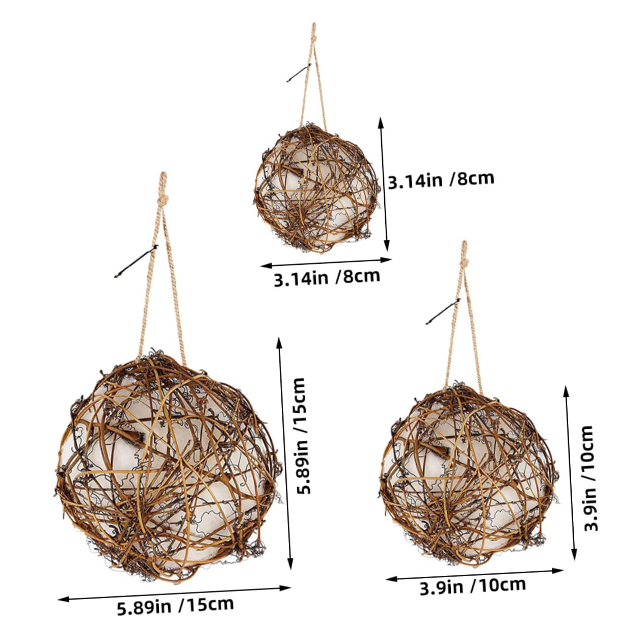 Toddmomy 3pcs Bird Nest Material for Hummingbirds and Birds Handmade Globe Holders for DIY Projects Gardens and Yards Nesting Materials