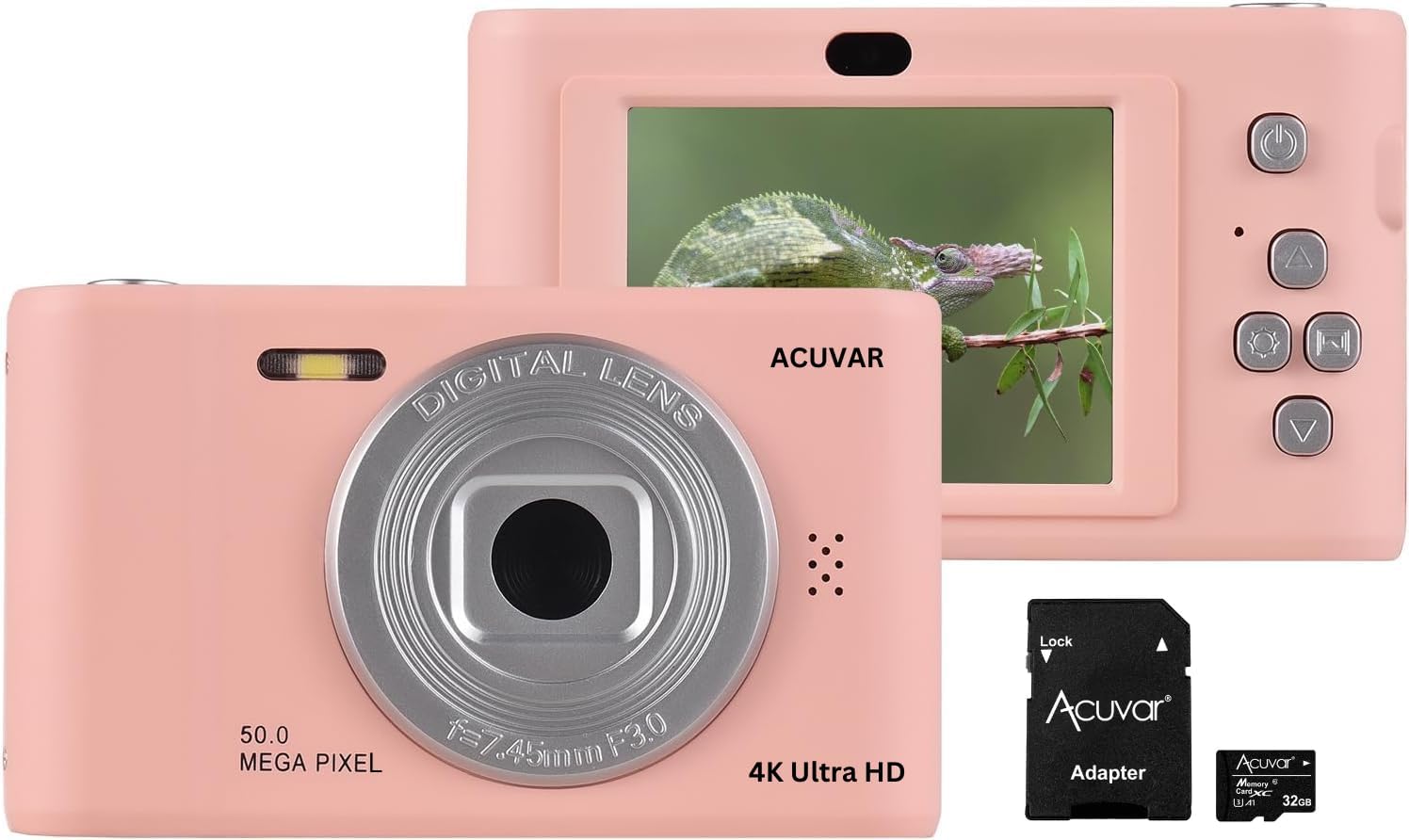 Acuvar デジタルカメラ FHD 1080P キッズカメラ 50MP ポイント&amp;シュートカメラ 16倍ズーム アンチシェ
