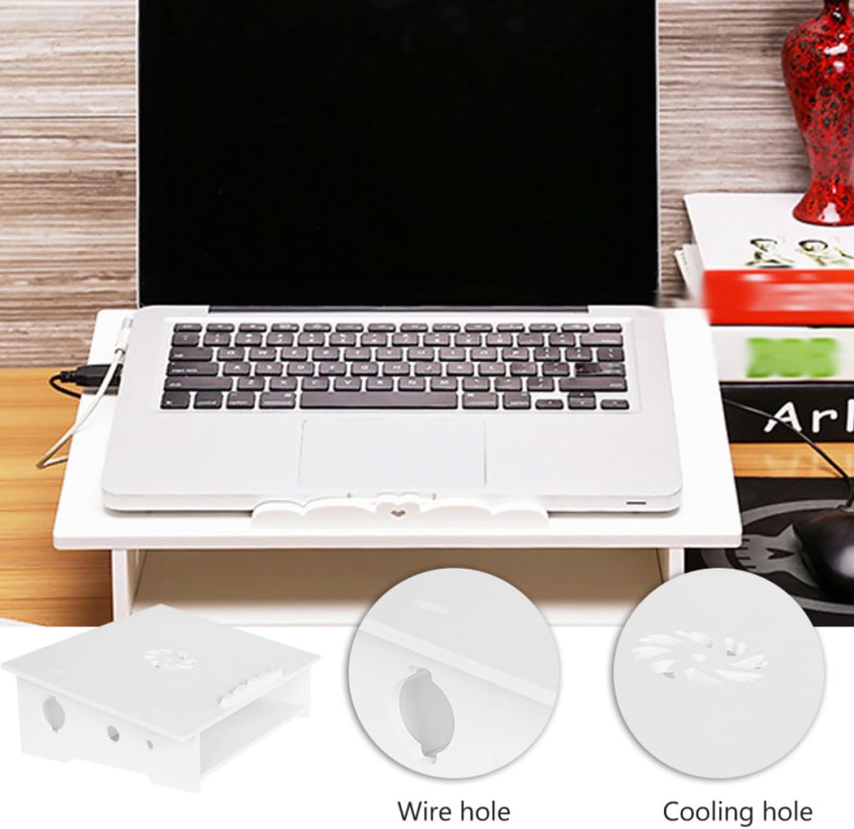 White Laptop Stand for Desk, Portable Computer Support Rack image 4