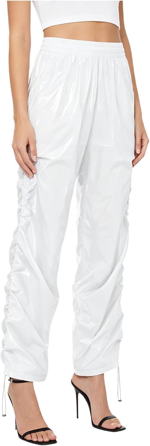 Women Cargo Pants Wide Leg Trousers Rave Joggers Streetwear Disco Jazz Dance Waterproof Bottoms