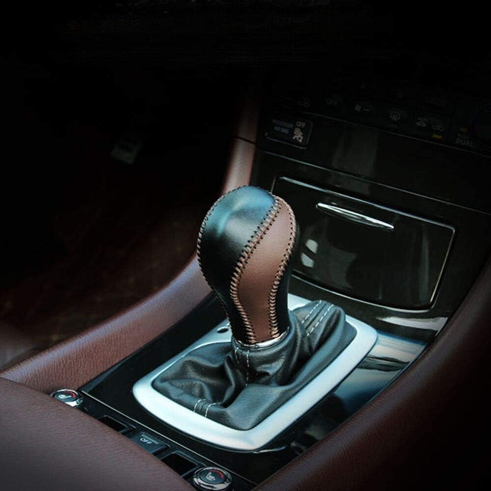 Custom Fit OEM Hand Stitched Car Black Genuine Leather Gear Shift Knob Cover for Infiniti FX35 FX37 FX50 /EX35 EX37 EX25 IPLG /G25 G35 G37 /QX56 QX80 QX70 QX50 /Q60 Q40 Automatic Accessories