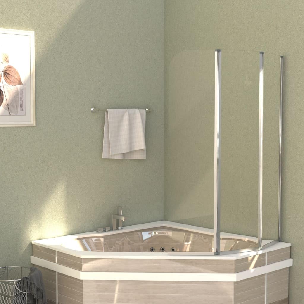 Kabiny prysznicowe 2 szt. 104 x 130 cm szkło hartowane przezroczyste | Składana konstrukcja, profile aluminiowe, łatwy montaż, do wanny