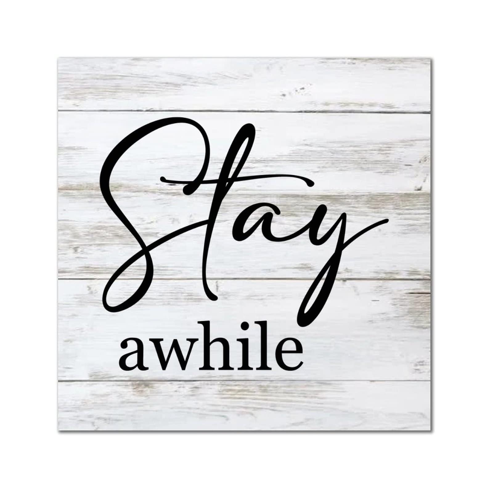 Décoration murale en bois avec citation littéraire Stay Awhile pour bar
