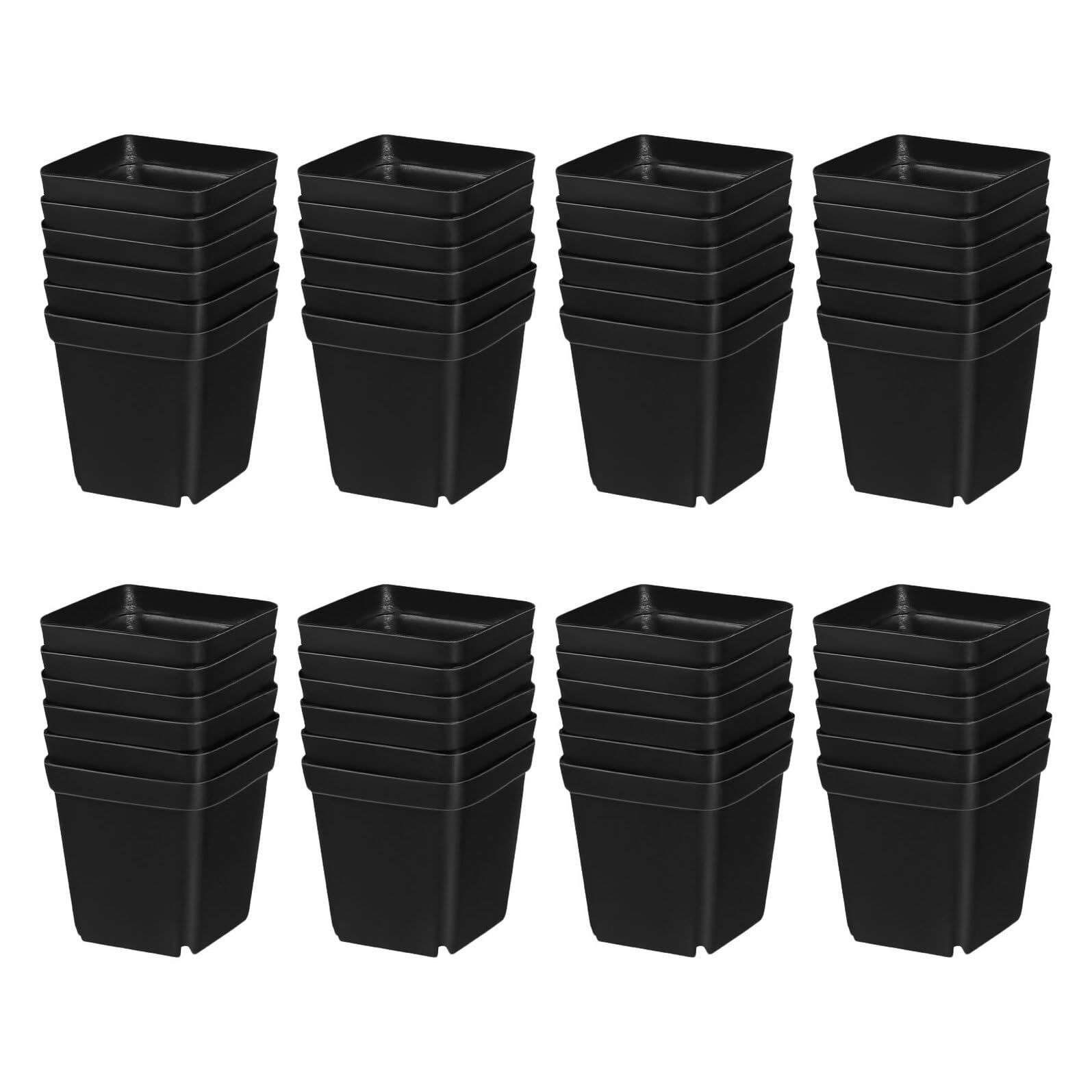 100 Pièces Pots Carrés Plastique pour Semis avec Drainage Conteneurs Réutilisables pour Plantes Succulentes Légumes et Cactus Pots de Jardinage Intérieur et Extérieur