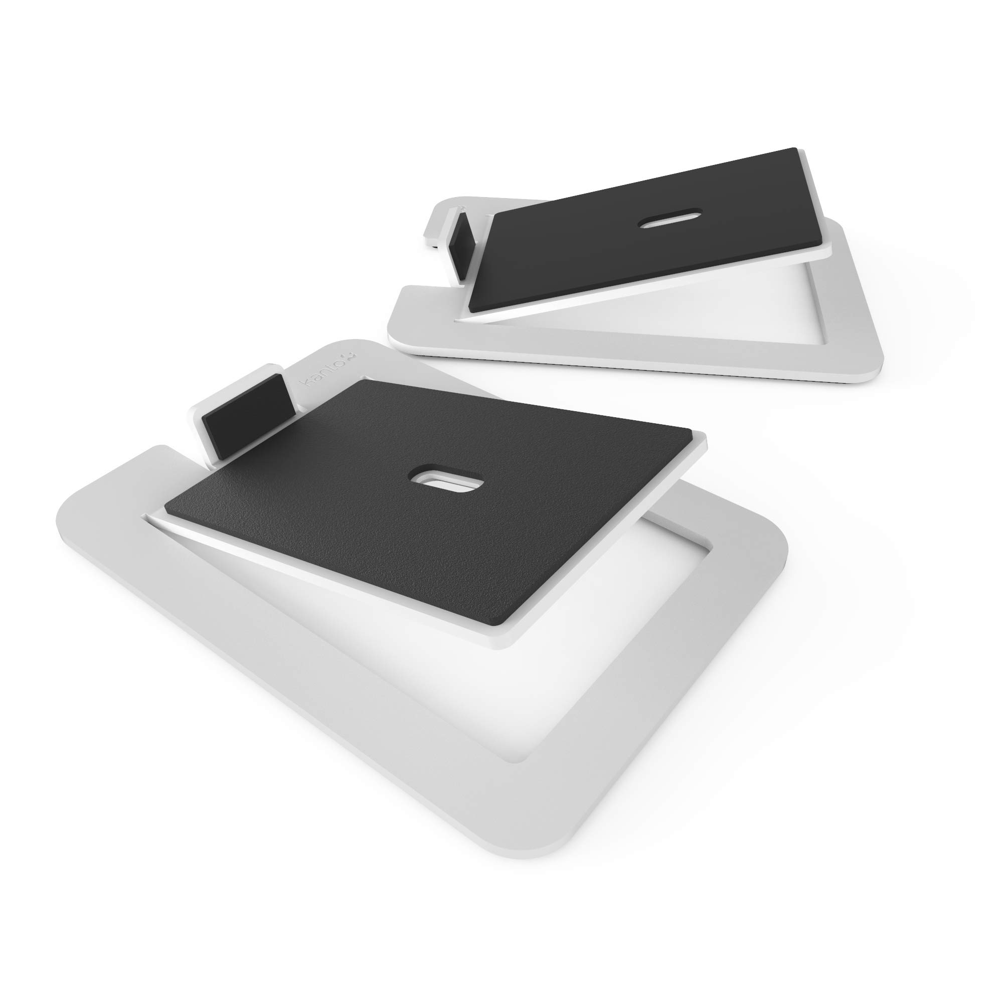 S6 Tilted Desktop Speaker Stands for Large Bookshelf Speakers & Full-Size 5”-7” Studio Monitors | Supports 9 kg | Damping Foam Padding | ¼”-20 Mounting | Pair | White