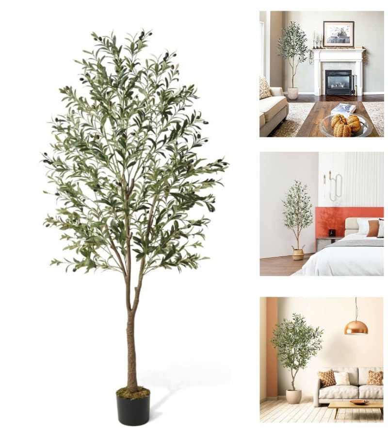 ORCHID M® 120CM Artificial Olive Tree for Home Office Decor Indoor Fake Potted Tree Tall Fake Potted Olive Silk Tree with Planter Large Faux Olive Branches and Fruits