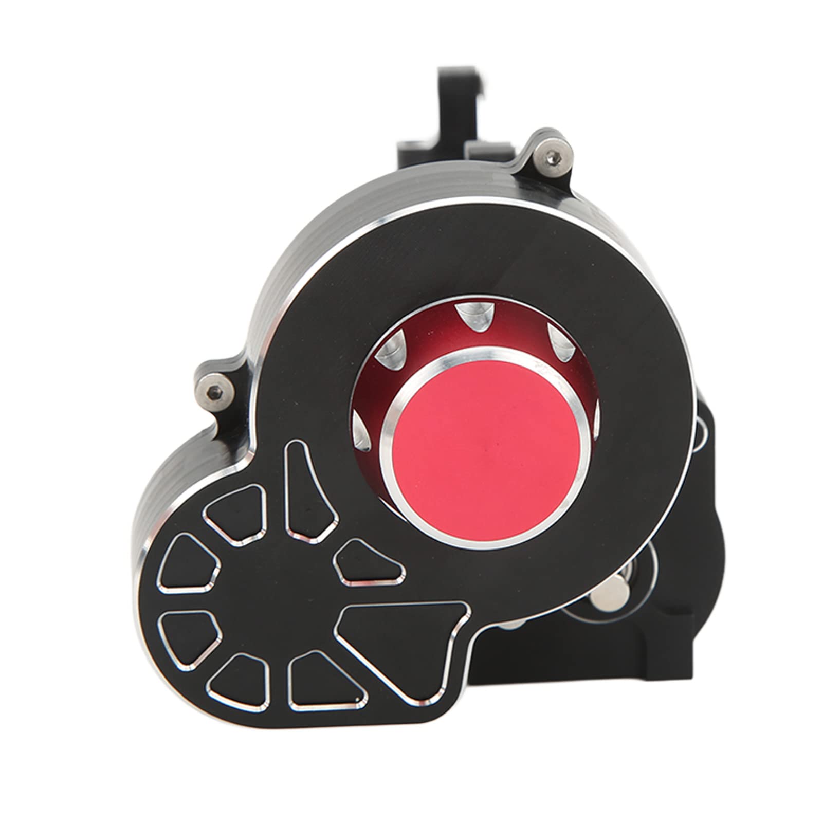 plplaaoo RC Car Wave Box dwubiegowa skrzynia biegów ze stopu aluminium Back Transmission Wave Box do Axial SCX10 I II III RC samochód wspinaczkowy czarno-czerwony 124 x 73 x 73 mm