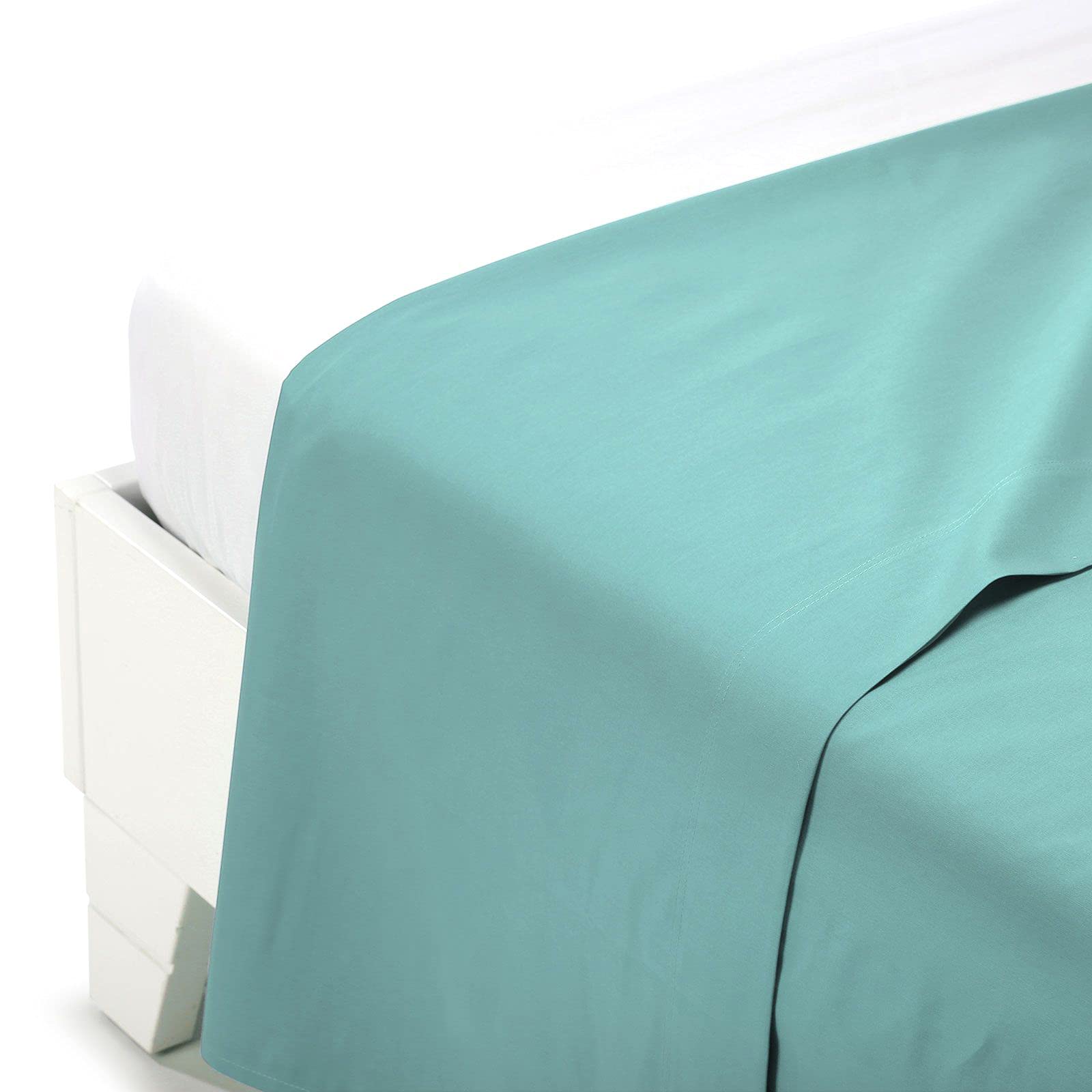 Caleffi 1003120 Cotone Tinta Unita Superiore Lenzuolo per Matrimoniale Letto, Anice
