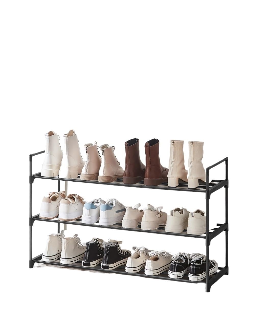 3-Tier Metal Shoe Rack 12-15 Pairs Stackable Shelf