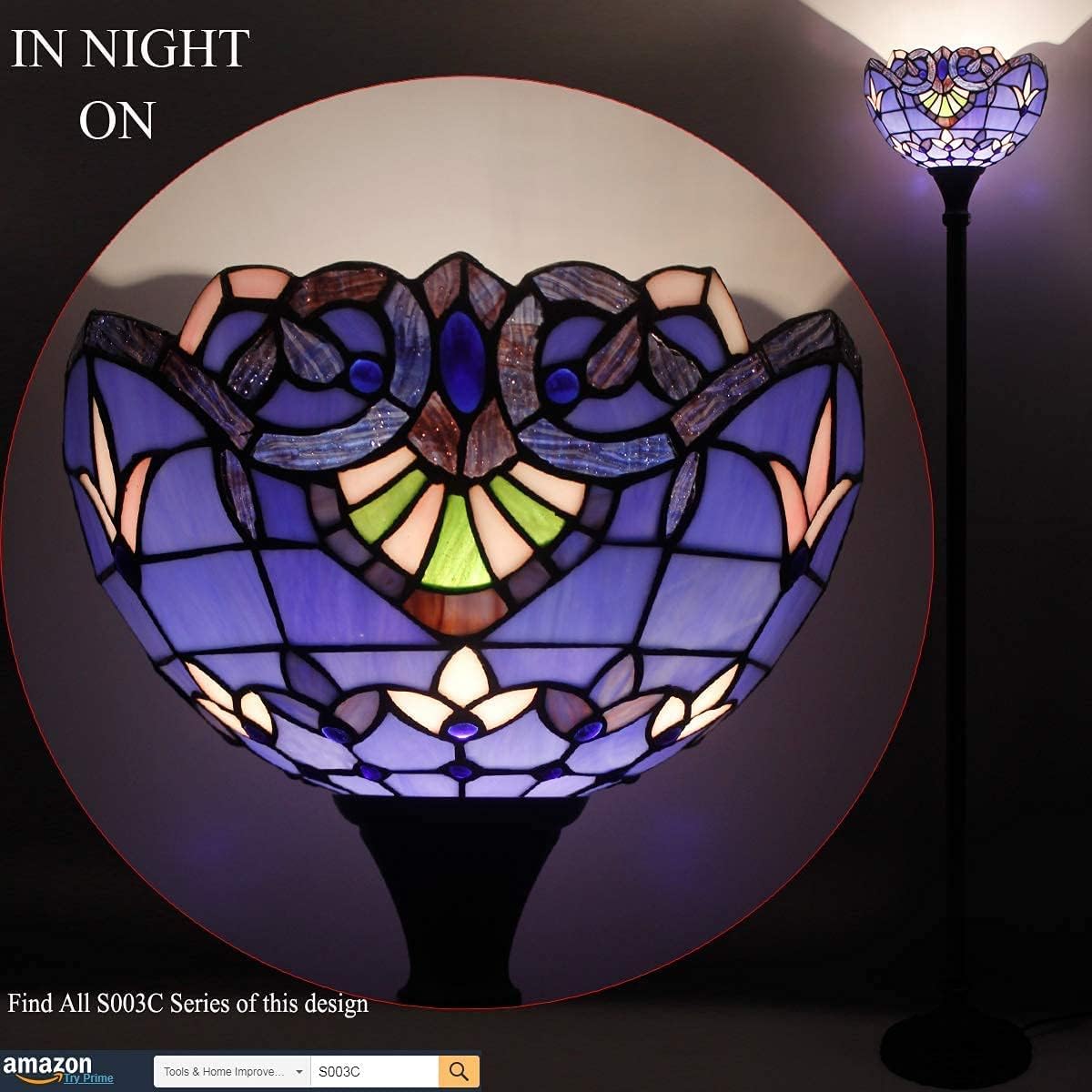 WERFACTORY Tiffany Lamp Series Stained Glass Style Lampshade Decorative Living Room Bedroom