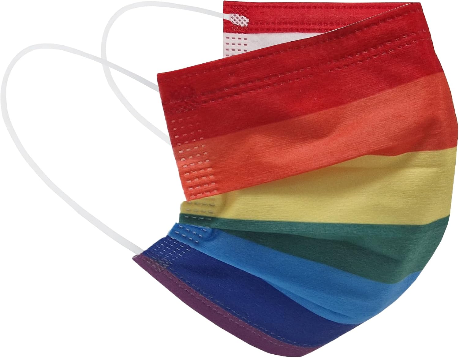 Face Mask 3 Ply Disposable Rainbow Dustproof Mouth Cover Covering For Men Women Outdoors Indoors Cycling Ski Protection (Pack of 10)