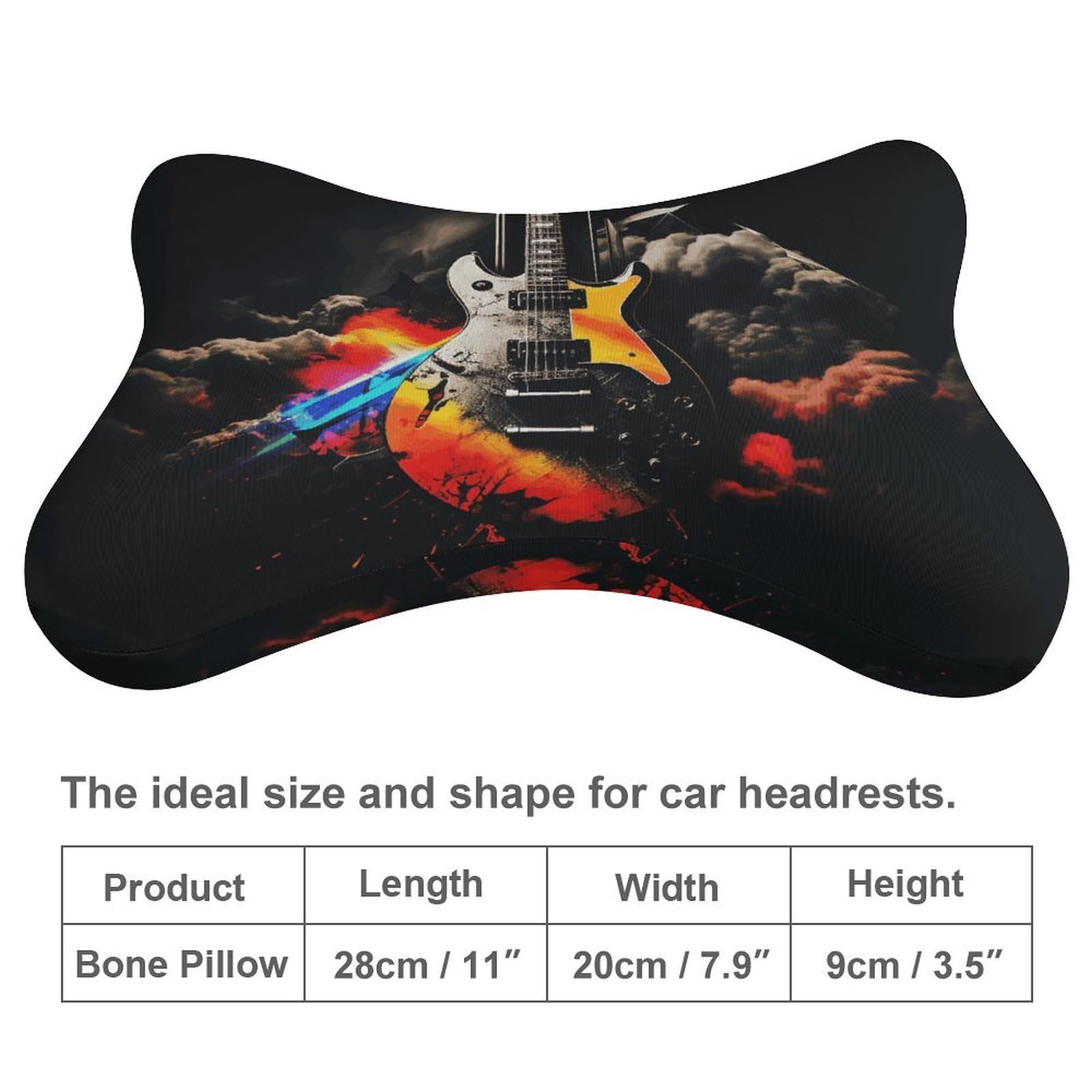 Cuscino per poggiatesta auto con musica rock, confezione da 2, cuscino per il collo con fodera rimovibile lavabile, cuscino da viaggio per auto, autobus, camion, comfort di guida