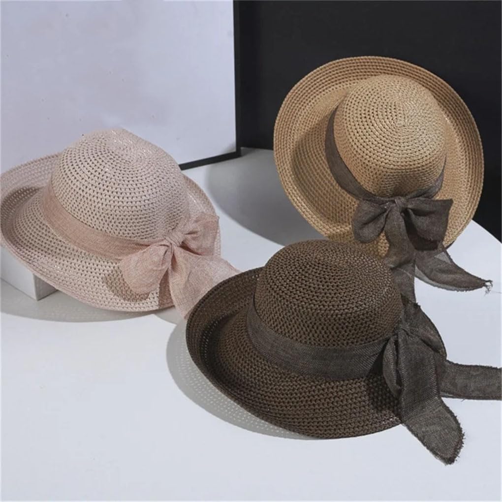 Cappello vintage con fiocco pieghevole Strawfedora per le donne cappello da viaggio all'aperto