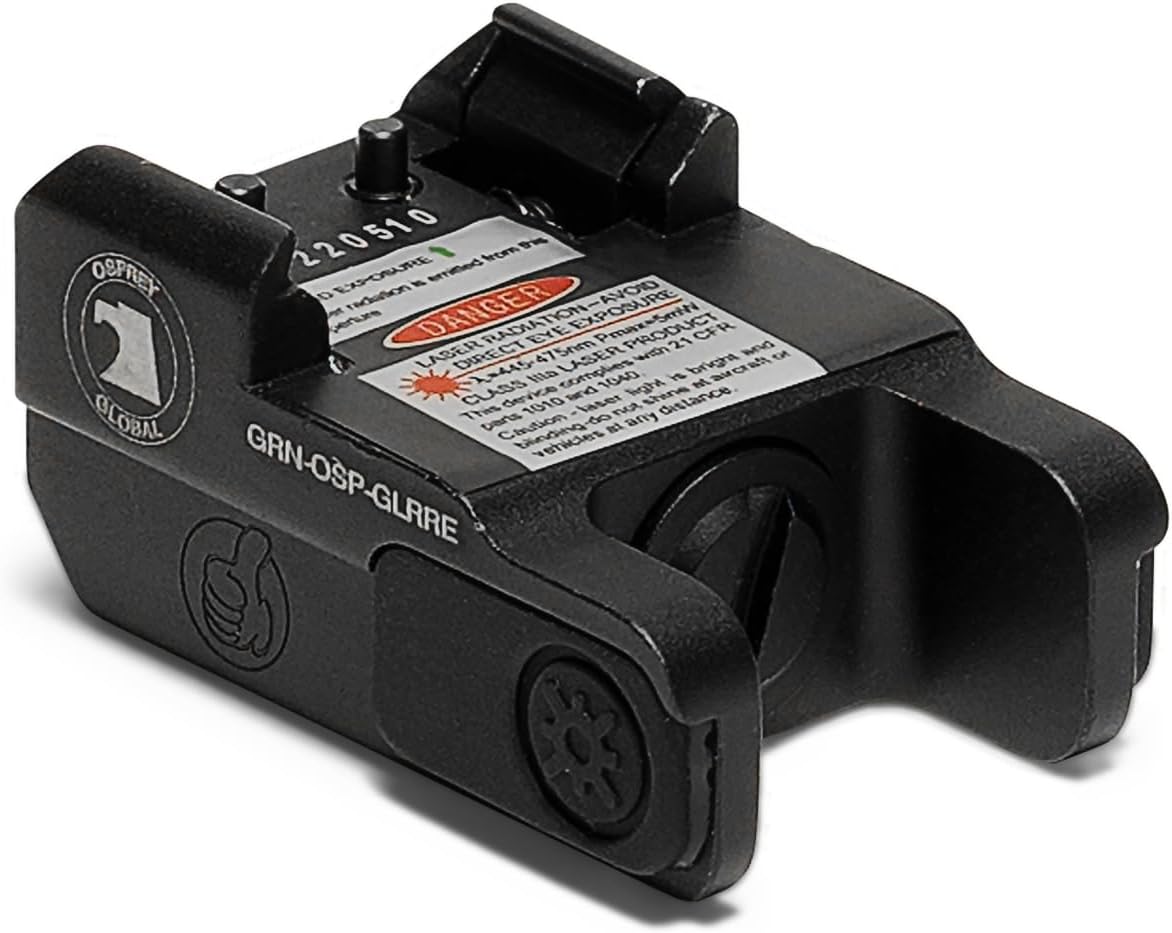 Osprey Global GRN-OSP-GLRRE : Rechargeable Weapon Mount Mini Green Low-Profile Pistol Laser Sight (Class IIIA, <5mW)