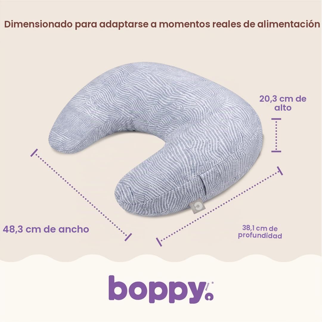 Boppy Almohada de lactancia, almohada verificada y segura con relleno más suave para un apoyo cómodo, funda para lavar y secar a máquina, materiales no tóxicos, corriente moteada azul