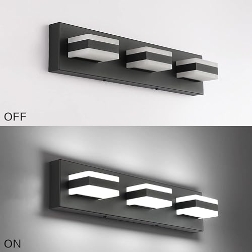 Miniatura 5 de SOLFART - Moderna lámpara acrílica de baño de luces LED blancas, para colocarla en la pared sobre el espejo del baño, S8568