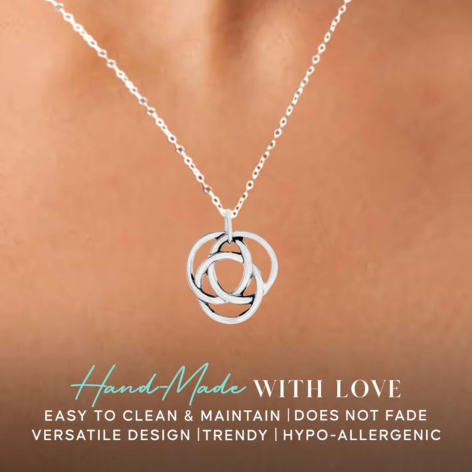 MOM & THREE DAUGHTERS 30th Birthday Sterling Silver 3 Ring Necklace | Celtic Knot | Birthday Gift | 18" Chain