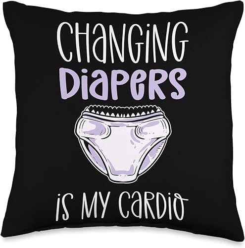 Daycare and Childcare Appreciation Gifts Changing Pañales is My Cardio Almohada de proveedor de guardería 16 x 16 pulgadas multicolor