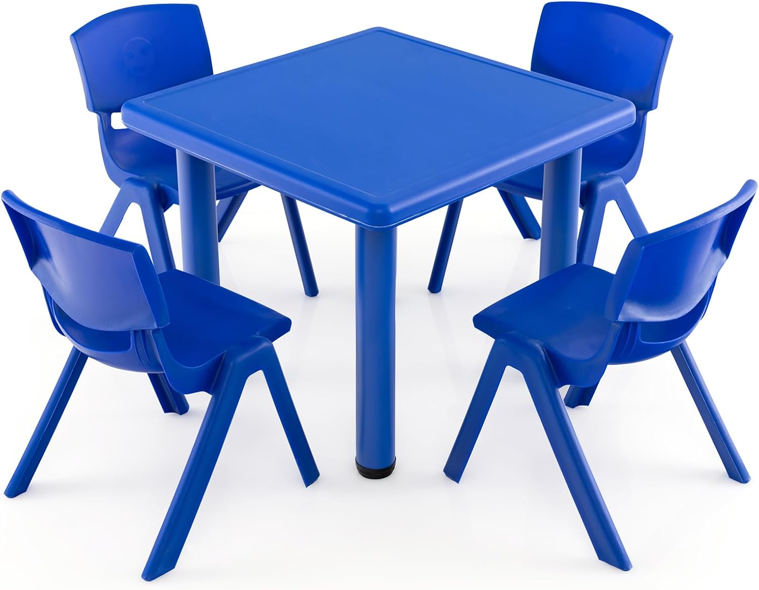 24" L x 24" W Kids Table and 4 Chairs Set, 1-8 Year Old Toddler Activity Craft Table for Toddlers Home, Nursery, Classrooms - Blue 24" Table x 4 Chair Set Blue