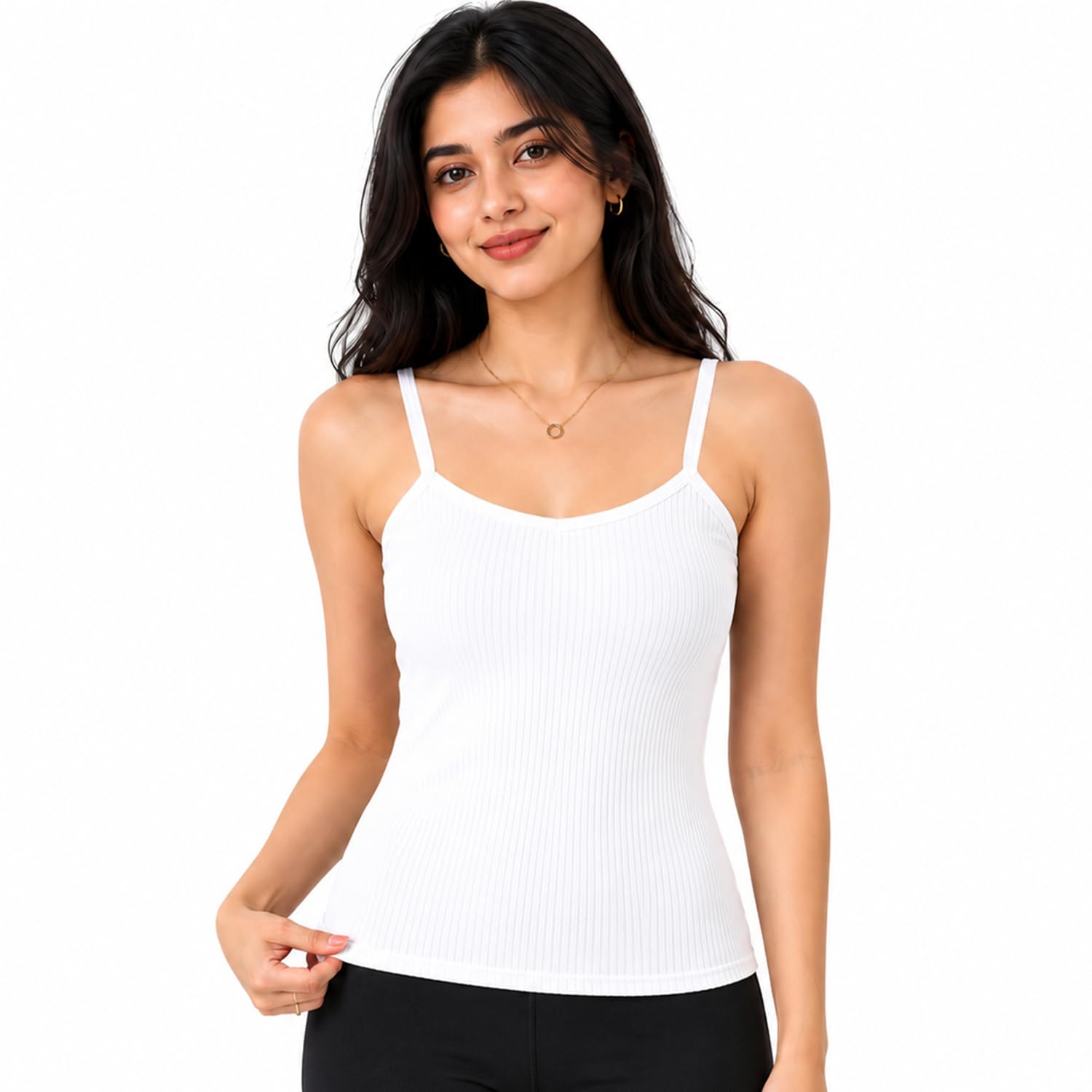 Women's Thermal Underwear Tops Velvet Camisole Apricot Sexy Stretchy Slim-Fit Body Shaper Vest Shirt (Suitable for 40-65 kg Weight) (Size: S, M, L) (Bust Size : 66 to 130 CM)-image-7