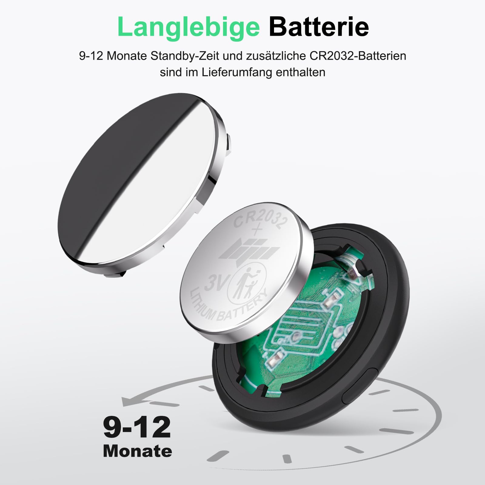Smart Air Tracker Tag kompatibel mit Apple Wo ist? (nur iOS), Inklusive Ersatzbatterie, Smart Tracker Tag Key Finder für Schlüssel, Fahrrad, Wallet, Koffer, Hunde, Katzen (Schwarz, 4-Pack)