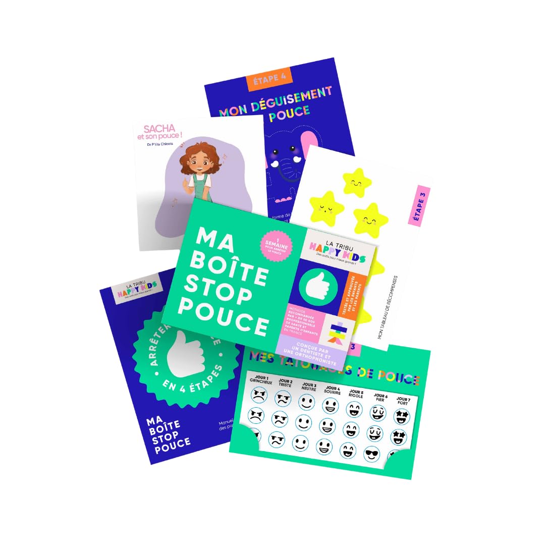 Ma Boîte Stop Pouce – Méthode pour arrêter le pouce en 10 jours dès 3 ans – Kit sevrage succion enfant conçu par pédodentiste et orthophoniste