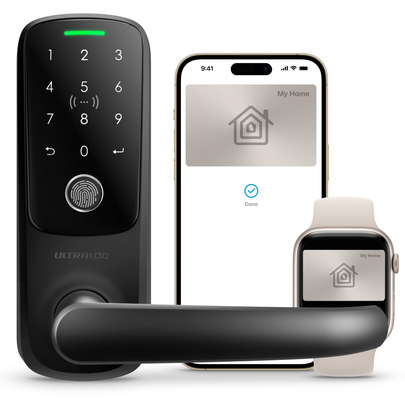 ULTRALOQ Latch 5 Pro WiFi Smart Lever Lock, Supports Apple Home Key, Matter