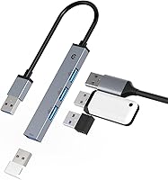 Vista 1 de TOTU Concentrador USB, adaptador multipuerto USB, concentrador USB 3.0 de 4 puertos, divisor multiUSB ultrafino para laptop, Xbox, unidad flash